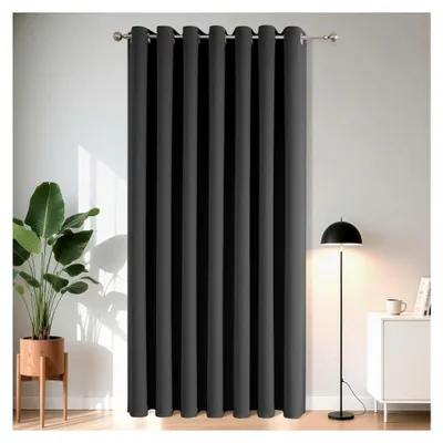 Produktbild von Verdunklungsvorhang 1 Stück, blickdichte Türgardine mit Ösen, Thermo Kälteschutz, Hitzeschutz und Schallschutz für Schlafzimmer und Wohnzimmer (Dunkelgrau, 1xH210xB200)