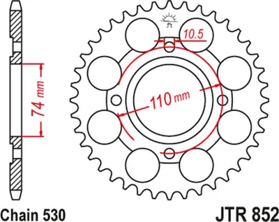 Obrázek produktu pro Ozubená kola JT 530 41T vnitřní průměr 74 mm kruh šroubu 110 mm