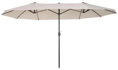 Immagine prodotto di Ombrellone ovale a due strati – Ombrellone per terrazza – 455 x 270 cm – Meccanismo a manovella – Ideale per giardino, terrazza e balcone – Colore beige