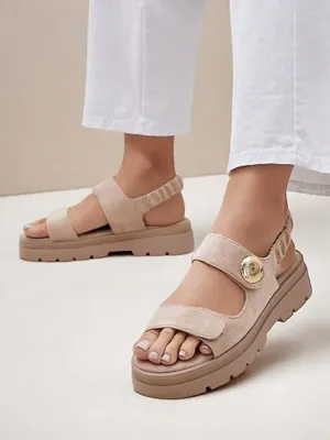 Produktbild von Beige Damen Plateausandalen Royalfashion Callista aus Wildleder, Größe 40