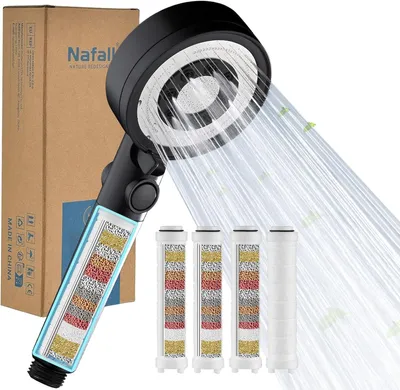 Obrázek produktu pro Sprchová hlavice s 4 filtračními prvky - Sprchová hlavice s 5 režimy - Černá