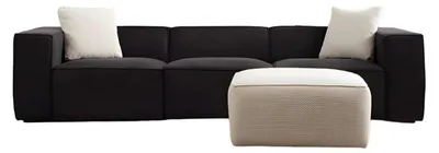 Produktbild von Schwarz-Weiße Stoffsofa Garnitur r 4-Sitzer Designer Hocker 2tlg