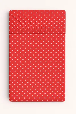 Image de Drap-housse en coton pour lit d'enfant 140x70 cm - points rouges