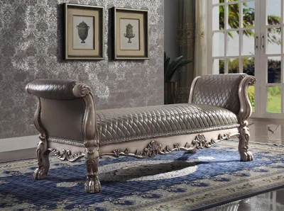 Produktbild von Hocker Sofa Pouf Polster Beistellhocker Fußhocker Ottomane Sitz Bank Barock  Neu