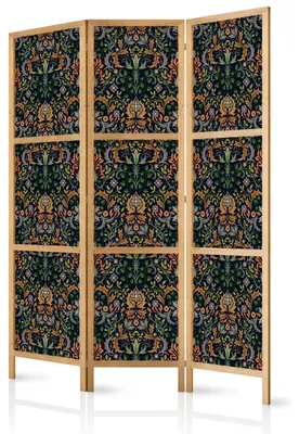 Immagine prodotto di Pannello divisorio giapponese, 3 ante, pieghevole, realizzato in tessuto non tessuto di alta qualità, con decorazioni colorate, ideale per il soggiorno, dimensioni 135 cm x 172 cm