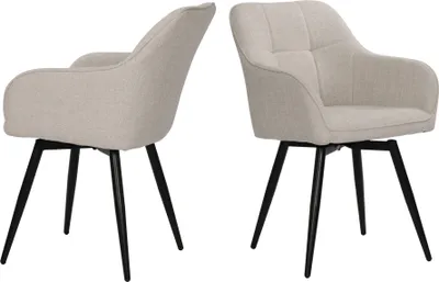 Produktbild von SIT Möbel Armlehnstuhl 2er-Set | 360° Drehfunktion | Bezug Strukturstoff beige | Metallgestell schwarz | B55xT49xH82cm | 04772-03 | Serie SIT&CHAIRS