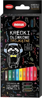 Zdjęcie produktu dla Kredki ołówkowe trójkątne dla dzieci 12 kolorów