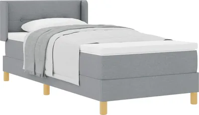 Produktbild von vidaXL Boxspringbett mit Kopfteil Hellgrau 200 x 90 cm Stoff