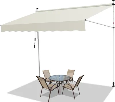 Immagine prodotto di Tenda da sole a morsetto Jopassy Tenda da sole senza trapano Tenda da balcone regolabile in altezza Tenda da sole per balcone 350 cm Crema