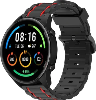 Produktbild von Strap-it Xiaomi Mi Watch Sportschnallenarmband (Schwarz/Rot)