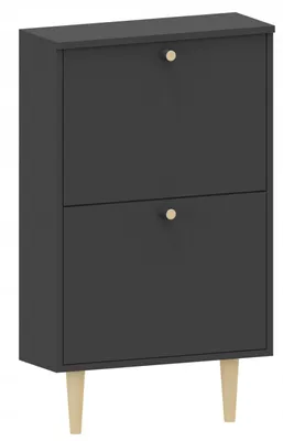 Produktbild von MATKAM Schuhschrank Behamo 520 in moderner Optik, Ausklappbare Schuhablage, Wandmontage (Schwarz)