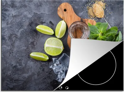 Produktbild von KitchenYeah© Herdabdeckplatte Schneidebrett - Glas - Obst - Zitrone , 75x52cm, Küche Deko, Glaskeramikkochfeld Herdabdeckung, Abdeckplatte fùr Kochfeld