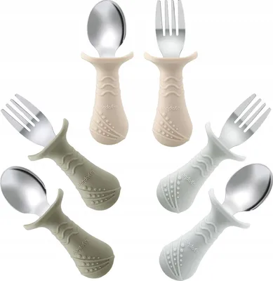 Produktbild von Edelstahl & Silikon Kinderbesteck-Set 6-teilig Sicher Lätzchen