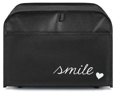 Produktbild von kwmobile Hülle für 2-Scheiben Toaster - Staubschutz Abdeckhaube - Toasterabdeckung in Weiß Schwarz Smile Herz - 19 x 20,3 x 28 cm