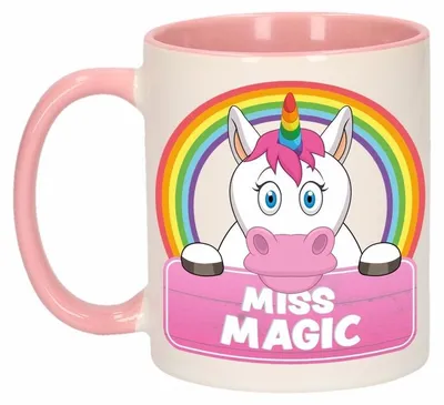 Produktbild von Miss Magic Becher - rosa/weis - Keramik - 300 ml - Kinderbecher