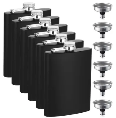 Immagine prodotto di Solidchoice - Bottiglia con imbuto - 230 ml, nera, portatile, ideale per alcolici