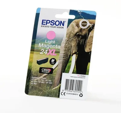 Produktbild von Epson Elephant 24XL Elefant Claria Photo HD Single Light Magenta Tinte, High (L) Yield, Magenta, Tinte auf Pigmentbasis, 9,8 ml, 1 Stück(e), Einzelpackung