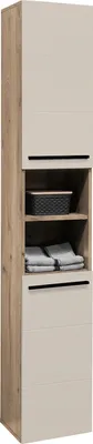 Produktbild von Hochschrank - B 34 cm - 2 Türen - 2 Ablageflächen - Sandfarben - Viking Eiche Nachbildung