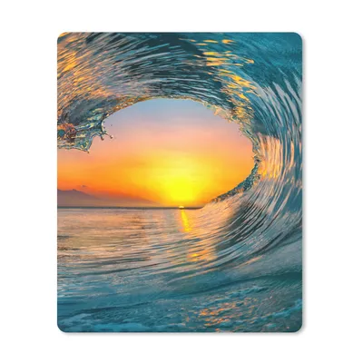 Produktbild von MuchoWow® Mauspad Mousepad Sonnenuntergang - Wasser - Welle - Orange 30x40 cm - Mousepads - Maus Mat - Pad - Mausunterlage - Mausmatten