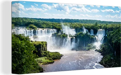 Produktbild von MuchoWow® - Leinwandbilder - Wasserfall - Brasilien - Wald, Wandbild, Wanddeko Bilder Wohnzimmer, 40x20 cm