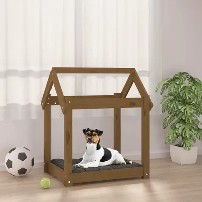 Produktbild von "2026 Promotion" Hundebett Honigbraun 61x50x70 cm Massivholz Kiefer - Hundebetten CC28854