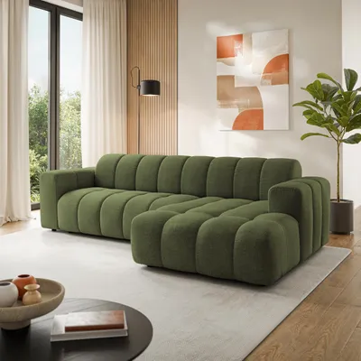 Produktbild von Masseno Ecksofa SETIA L-Form, Wohnzimmersofa, Couch, Soffa, Bettsofa, Couchgarnitur - Olivgrün, ARAGON 39