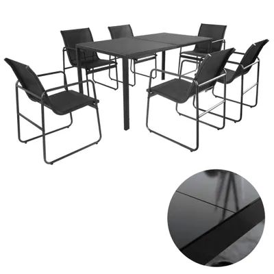 Produktbild von Lounge Set 7tlg. Outdoor Gartenlounge Sitzgruppe Sitzbank Esstisch Glastisch