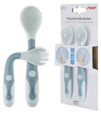 Produktbild von reer 23033, Kleinkind-Besteck, Blau, Polypropylen (PP), Thermoplastisches Elastomer (TPE), Junge/Mädchen, 1 Person(en), Box
