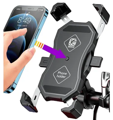 Zdjęcie produktu dla Uchwyt na telefon motocyklowy/rowerowy, mocowanie na kierownicę, 4-6,9 cala, stop aluminium, obrót o 360°, obsługa jedną ręką, odporny na wstrząsy