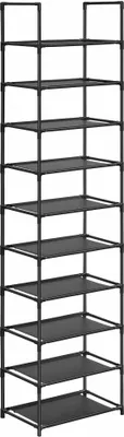 Produktbild von Songmics Schuhregal Metallgestell 10 Ebenen, 28 x 45 x 173 cm, Schwarz