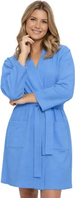 Obrázek produktu pro Uniqoos® Dámský župan kimono s vaflovou strukturou – lehký a rychle schnoucí, lila, 95 cm (velikost M), 35 % bavlna/65 % polyester