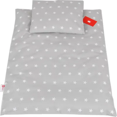 Produktbild von BABYLUX 2 tlg. Set Bezug für Kinderwagen Bettwäsche  60x78cm 91. Sterne Grau