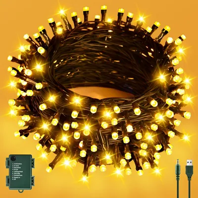 Productafbeelding van Lichtsnoer voor buiten, batterij/USB, 6 m, 60 leds, kerstlichtketting met timer