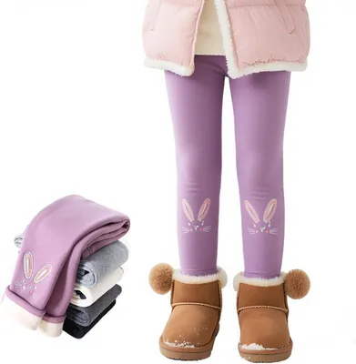Warme Thermoleggings für Mädchen mit Fleece-Futter, dicke lange Hose für Kinder, ideal für den Winter, Größe 104-146
