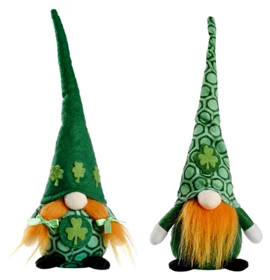 Produktbild von 2 Stück Patrick's Day GNOME Deko Figuren mit langem Hut für Frühlingsdekoration, weiche Stoffpuppen für Zuhause, Café und Feste