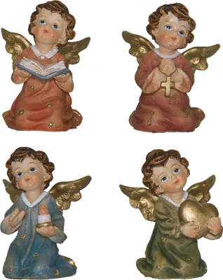 Produktbild von Schutzengel Engelchen 4er Set handbemalt 5 cm Polyresin Dekofigur