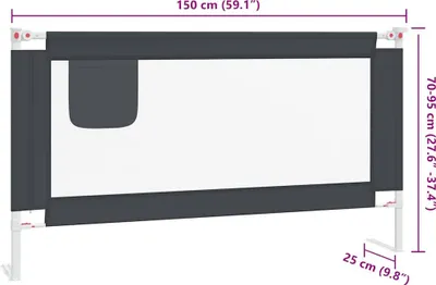Produktbild von vidaXL Kleinkind-Bettschutzgitter Dunkelgrau 150x25 cm Stoff