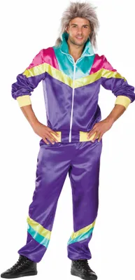 Produktbild von Trainingsanzug Retro 80er 90er violett, Groesse:58