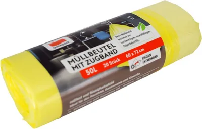Produktbild von QUICKPACK Müllbeutel 50L m.Zugband 20er auf Rolle gelb