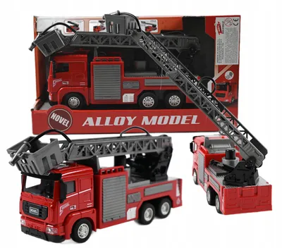Produktbild von Feuerwehrauto Spielzeug mit Beweglicher Leiter, Licht & Sound - Robustes Metallauto