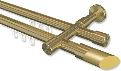 Produktbild von Interdeco Innenlaufstange, Gardinenstange mit Innenlauf Messing-Optik Modell Prestige Verano, 20 mm Ø 2-läufig, 280 cm (geteilt)