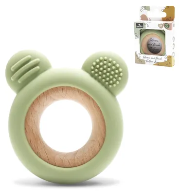 Obrázok produktu pre Lorelli Silicone and Beech Teether BEAR hryzátko zo silikónu a bukového dreva pre bábätká od 0+ mesiacov BPA free na zúbkovanie