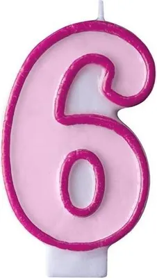 Obrázek produktu pro Narozeninová svíčka 6, růžová, 7 cm