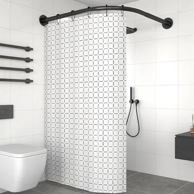 Productafbeelding van Famanu L-vormige douchegordijnstang van roestvrij staal, verstelbaar van 120-200 × 120-200 cm