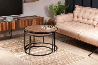 Obrázek produktu pro Skye Decor, Tambur- Tambur HDL, barva ořech, černá, konferenční stolky, 43x66x66 cm, 100% melaminovaná dřevotříska