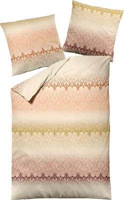Produktbild von Dormisette Fein Biber Bettwäsche 155x220 Ornamente gelb orange beere 2868-10