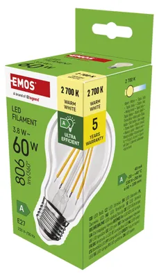 Produktbild von EMOS - LED-Lampe Filament A60 - A Klasse Vintage-Glühbirne - E27 Sockel - warmwe