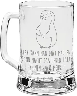 Produktbild von Mr. & Mrs. Panda Krug Pinguin Diät - Transparent - Geschenk, Seidel, Humpen, Bauch, Bierkrug Mit Gravur, Abnehmen, Glaskrug, Motivation, Glas
