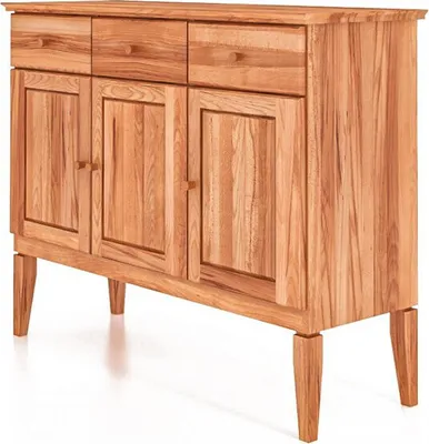 Produktbild von Kommode Sydo aus Kernbuche massiv 127x45x100 cm 3 Türen 3 Schubladen Holzbeine