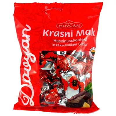 Produktbild von DOVGAN Krasni Mak Haselnuss-Mandel-Konfekt 205g